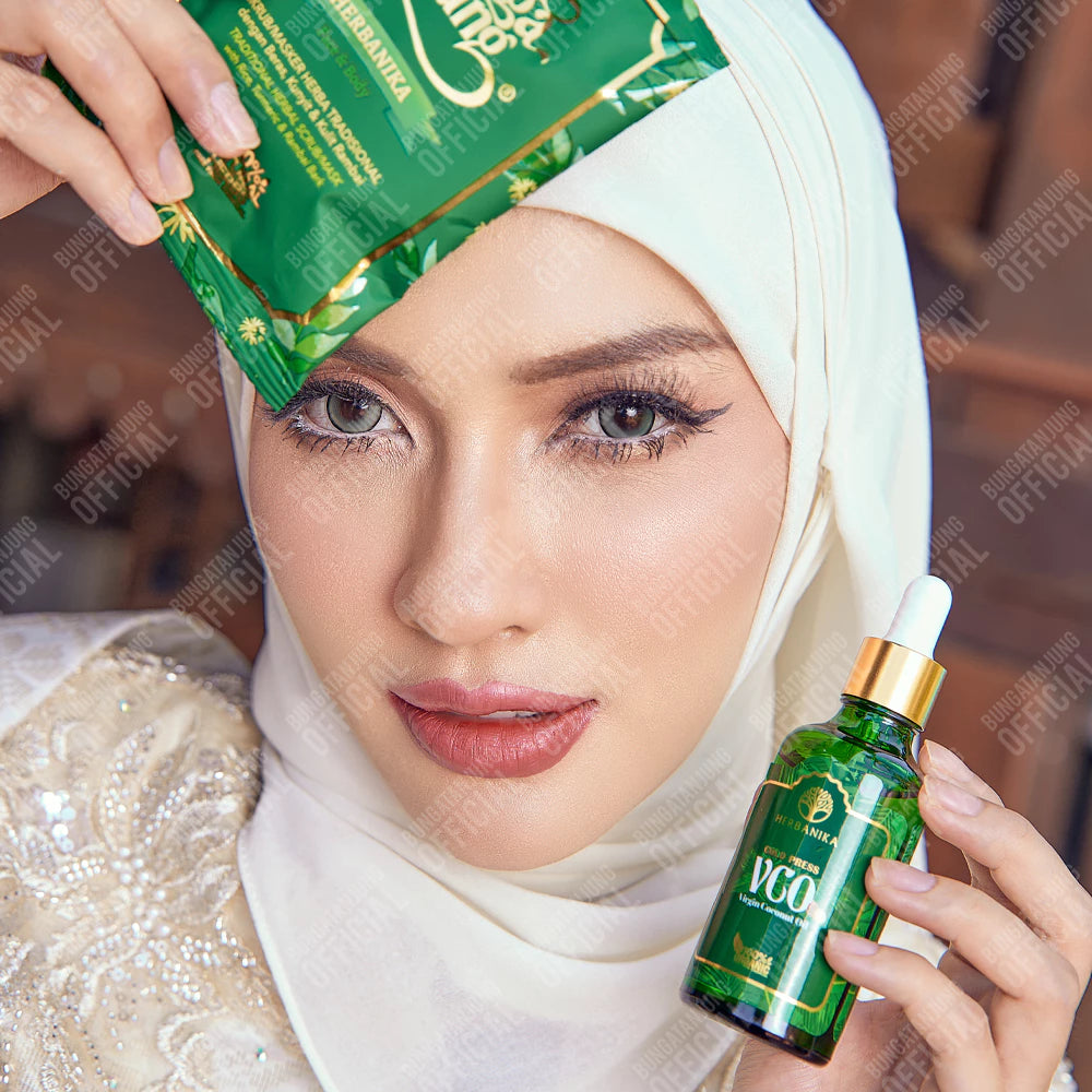 Bundle A: Bunga Tanjung Herbanika Face & Body Scrub/ Mask, 200g (BT4) & Herbanika Virgin Coconut Oil Cold Press, 50ml (VCO1)